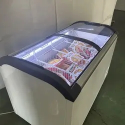Factory Premium Curved Top Glass Commercial Sliding Door Display Chest Freezer