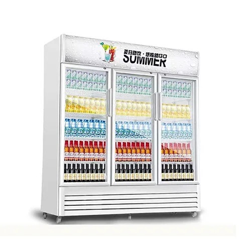 1100L Air Or Directer Cooling System Upright Display Freezer Beverage Showcase Fridge with Triple Glass Door for Commercial Use