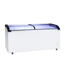 Factory Premium Curved Top Glass Commercial Sliding Door Display Chest Freezer
