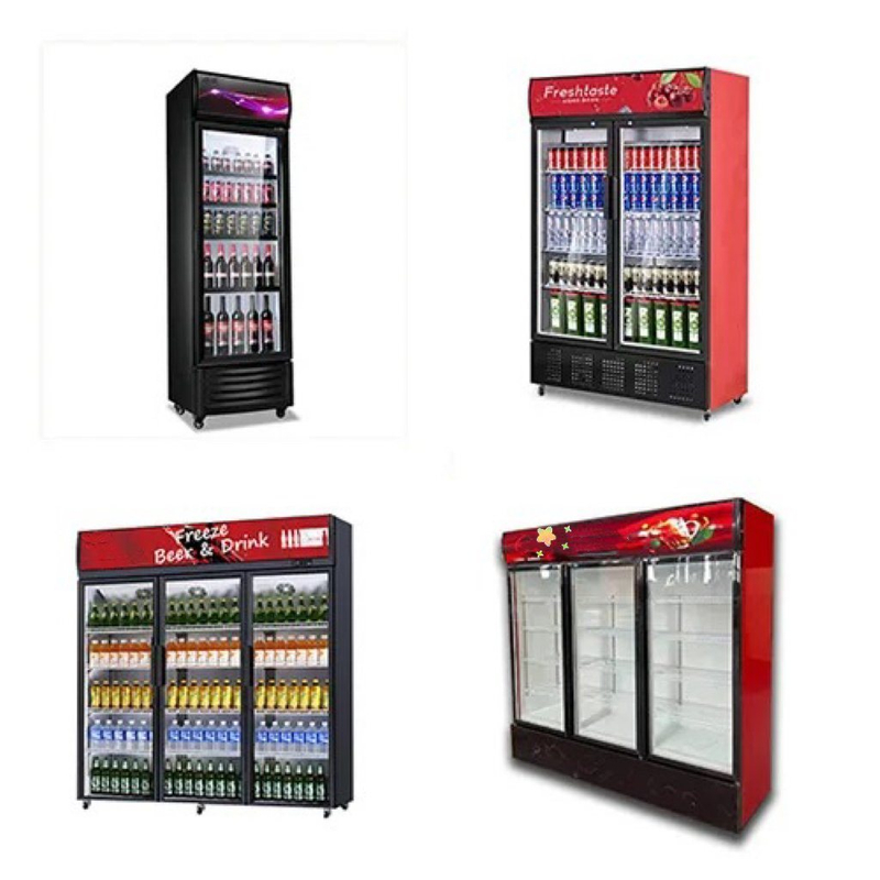 1100L Air Or Directer Cooling System Upright Display Freezer Beverage Showcase Fridge with Triple Glass Door for Commercial Use