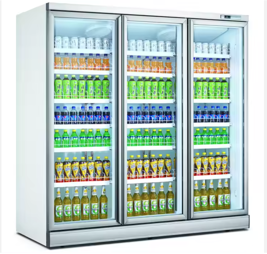 BETFIS Factory Manufacturer OEM ODM Supermarket Upright 3 Glass Doors Big Capacity Upright Display Cold Drink Refrigerator Fridge