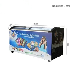 Commercial Ice Cream Chest Deep Freezer Display with 2 Curved Glass Sliding Doors White Precoated Galvanized Steel