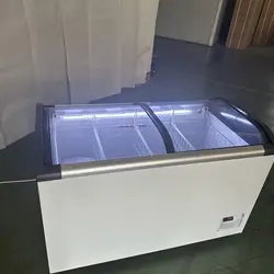 CE CB ETL Certification 220L Green&Health Curved Glass Door Deep Chest Freezer for Storage Ice Cream Used Single Temperature Style Freezers for Retail Store