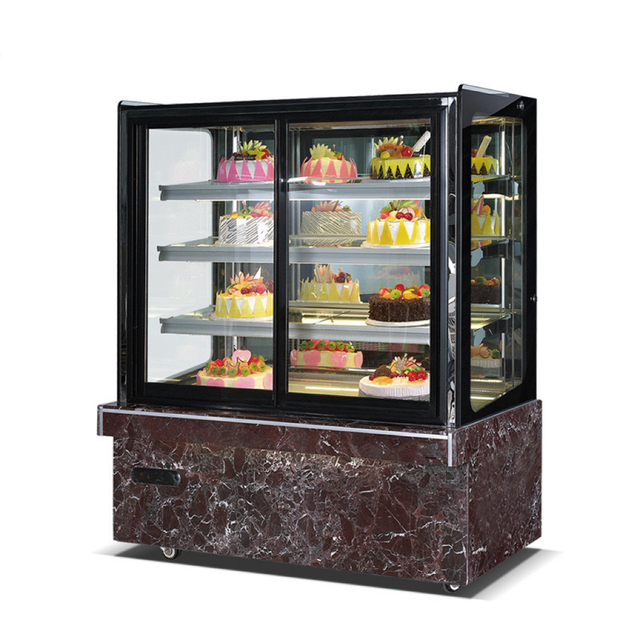 Standard Carton Packaging Fruit Chiller Cake Cooler Bakery Showcase Cabinet Display with Sliding Tempered Glass Door R290 Refrigeration