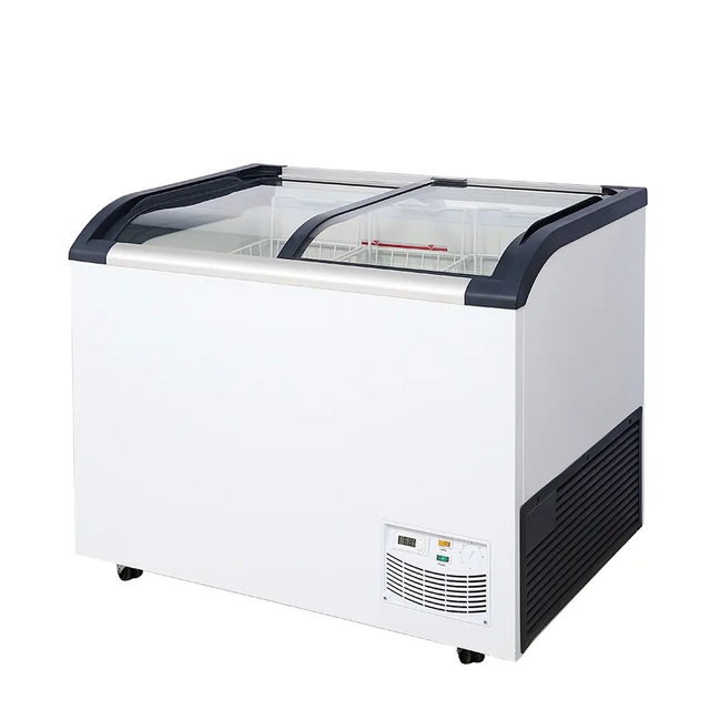 Manufacturer OEM ODM Customize Thickness Foaming Two Curved Door Chest Freezer/Deep Freezer with Basket