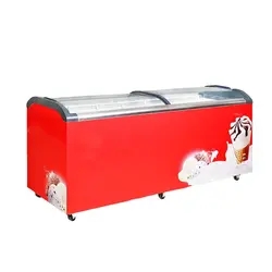 CE CB ETL Certification 220L Green&Health Curved Glass Door Deep Chest Freezer for Storage Ice Cream Used Single Temperature Style Freezers for Retail Store