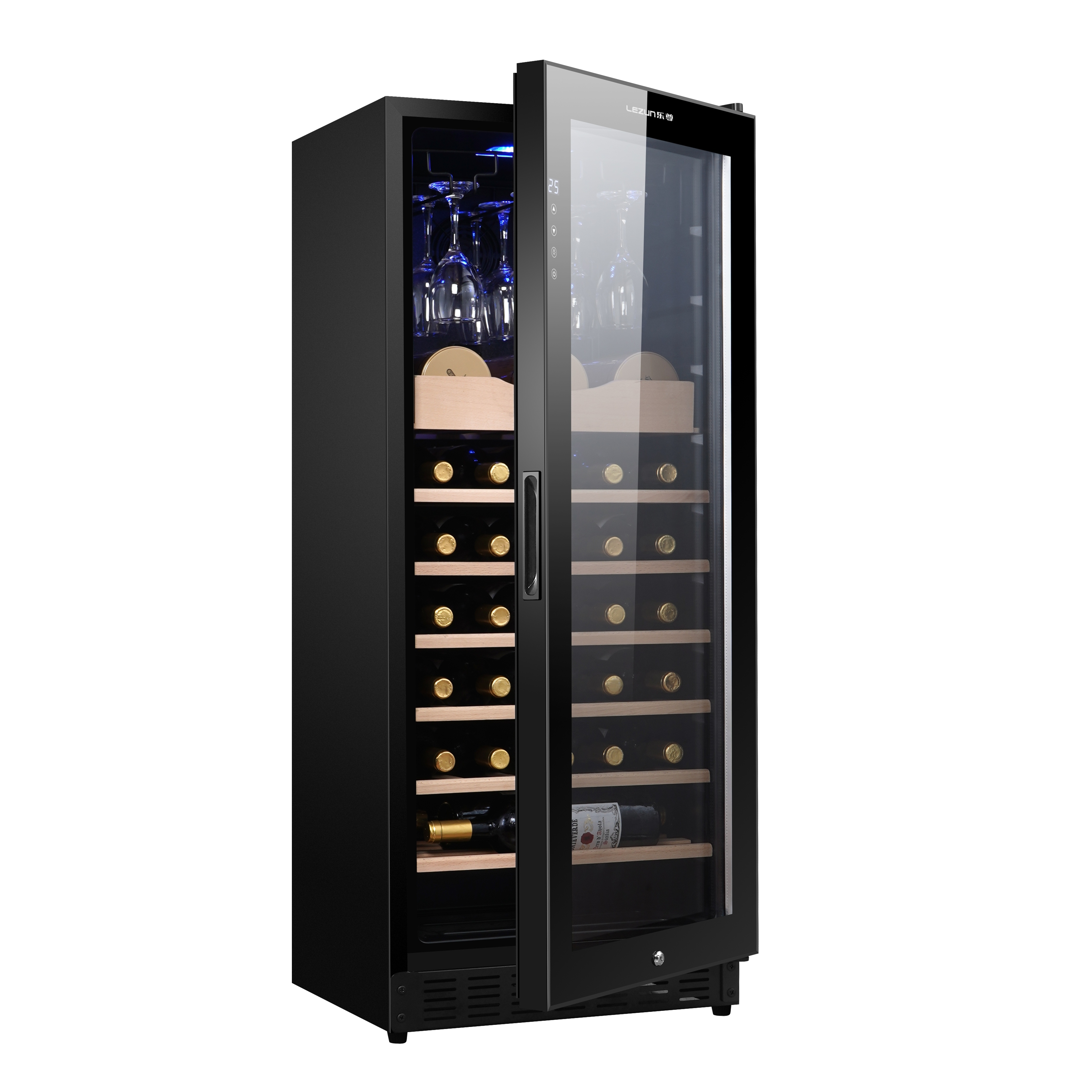 Freestanding Wine Fridge with 160 Capacity Bottles Intelligent Temperature Memory for Optimal Wine Storage