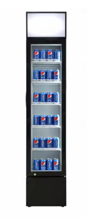 Betfis Auto Defrost 160L Slim Single Door Commercial Glass Display Showcase Beverage Cooler Refrigerator Refrigeration Display Fridge