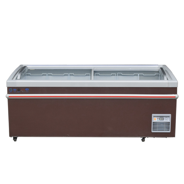 Hot Sale Factory Customize Direct Sale Good Price Supermarket Low Power Consumption Sliding Glass Door Island Freezer Display Cabinet