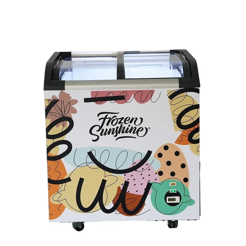 Convenience 220L-720L Store Glass Top Ice Cream Curved Chest Deep Freezer Commercial Display Fridge Freezer for Sale