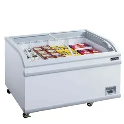 220L Commercial Ice Cream Deep Freezer Display Chest Freezer with Sliding Glass Door White Precoated Aluminum