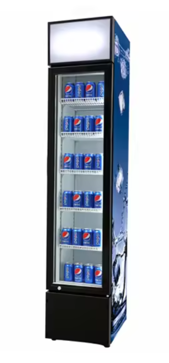 Betfis Auto Defrost 160L Slim Single Door Commercial Glass Display Showcase Beverage Cooler Refrigerator Refrigeration Display Fridge