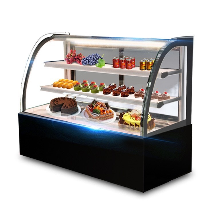 Factory Bakery Showcase Sliding Tempered Glass Door Four Sides Display Countertop Refrigerated Cooler Freezer Refrigerator
