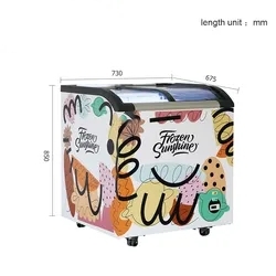 Commercial Ice Cream Chest Deep Freezer Display with 2 Curved Glass Sliding Doors White Precoated Galvanized Steel